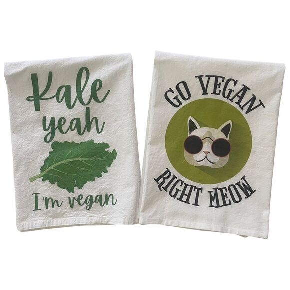 BUNDLE of Cotton Vegan Kitchen Flour Sack Towels - Picture 1 of 5